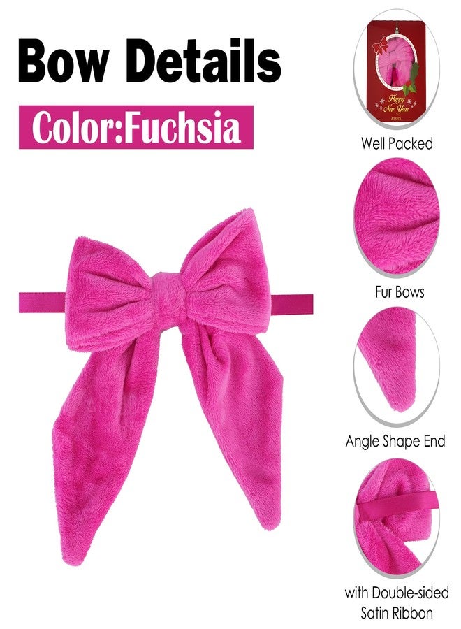 AIMUDI Hot Pink Bows 5''×6'' Christmas Bows for Gift Wrapping Fuchsia Present Bows Fur Bows for Christmas Trees Fireplaces Wreaths Crafts Home Outdoor Winter Decoration, 12 PCs - Image 4