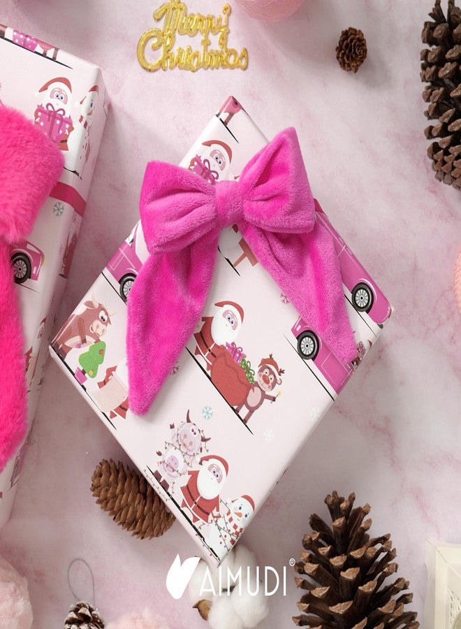 AIMUDI Hot Pink Bows 5''×6'' Christmas Bows for Gift Wrapping Fuchsia Present Bows Fur Bows for Christmas Trees Fireplaces Wreaths Crafts Home Outdoor Winter Decoration, 12 PCs - Image 2