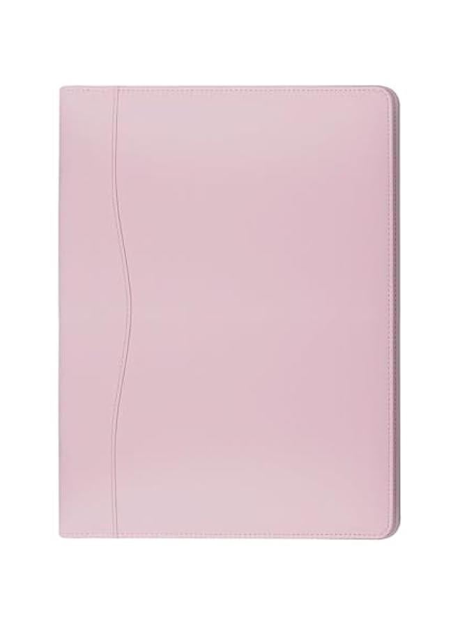 Arabest Pink Leather Portfolio Folder for Men and Women, Business Organizer Document Planner with Storage Pocket, Legal Pad Holder, Phone Compartment, Stylish Padfolio Binder for Paperwork.  - Image 1