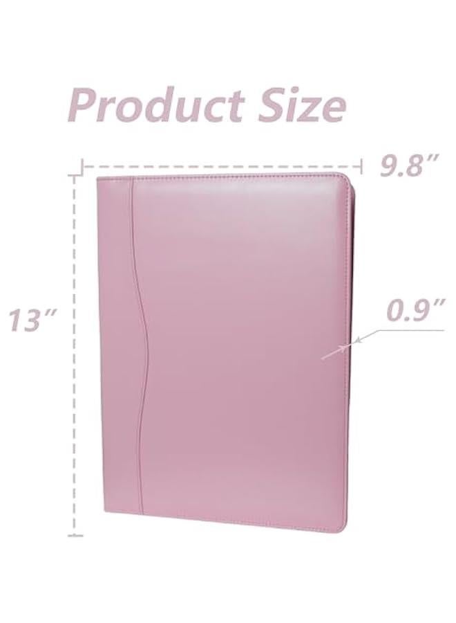 Arabest Pink Leather Portfolio Folder for Men and Women, Business Organizer Document Planner with Storage Pocket, Legal Pad Holder, Phone Compartment, Stylish Padfolio Binder for Paperwork.  - Image 2