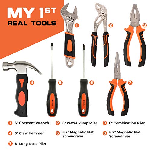 INCLY 95 PCS Real Tool Set, Small Real Hand Tools Kit, Construction Learning Tools Hammer Screwdriver for Home DIY Building and Woodworking,Come with Tool Belt & Bag - Image 4