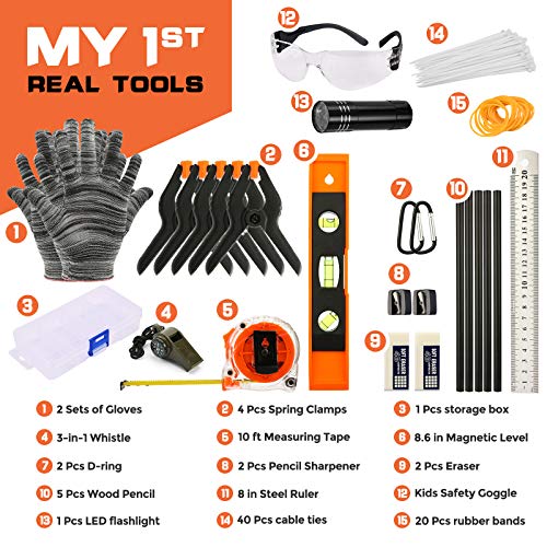 INCLY 95 PCS Real Tool Set, Small Real Hand Tools Kit, Construction Learning Tools Hammer Screwdriver for Home DIY Building and Woodworking,Come with Tool Belt & Bag - Image 5