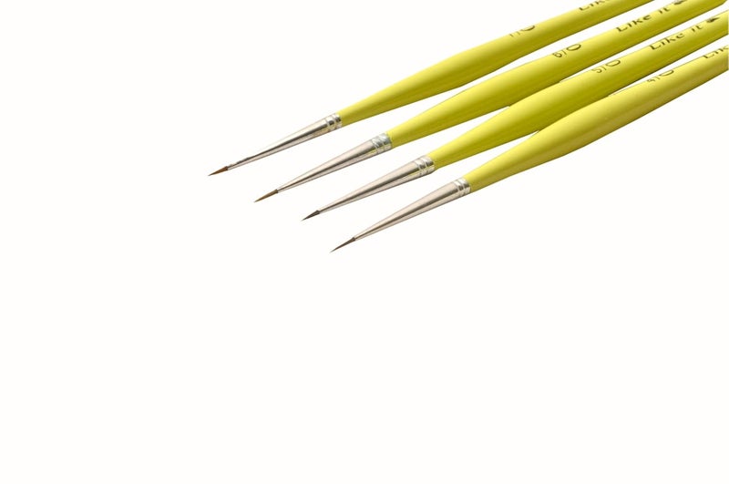 Like-It Like it Short Liner Premium SeriesSmall Professional Miniature Paint Brushes Set of 4 Size 40 50 60 and 70 Parrot Green Short Liner - Image 3