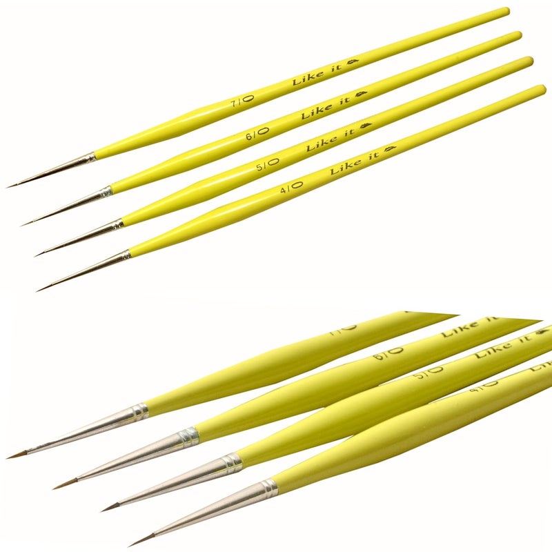 Like-It Like it Short Liner Premium SeriesSmall Professional Miniature Paint Brushes Set of 4 Size 40 50 60 and 70 Parrot Green Short Liner - Image 2