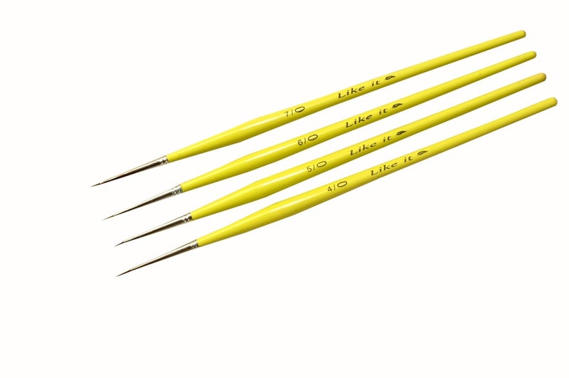 Like-It Like it Short Liner Premium SeriesSmall Professional Miniature Paint Brushes Set of 4 Size 40 50 60 and 70 Parrot Green Short Liner - Image 4