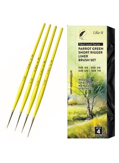 Like-It Like it Short Liner Premium SeriesSmall Professional Miniature Paint Brushes Set of 4 Size 40 50 60 and 70 Parrot Green Short Liner  - Image 5