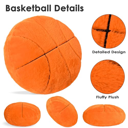 Wepop 18 in Fluffy Basketball Pillow Plushies Soft Basketball Pillows Sports Game Ball Plush Pillow Stuffed Toy Room Decoration Gifts for Kids Adults Basketball Fans - Image 5