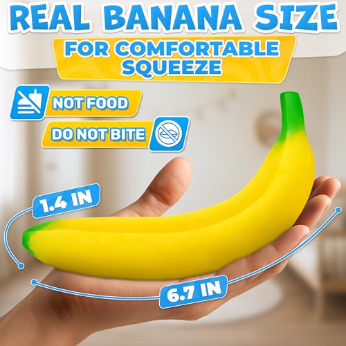 Tesorrio Fake Banana Stress Relief Fidget 67 x 14 in Soft PU Foam Desk Accessory Lightweight Squeeze Fidget for Adults Novelty Office Decor Relaxation Tool - Image 5