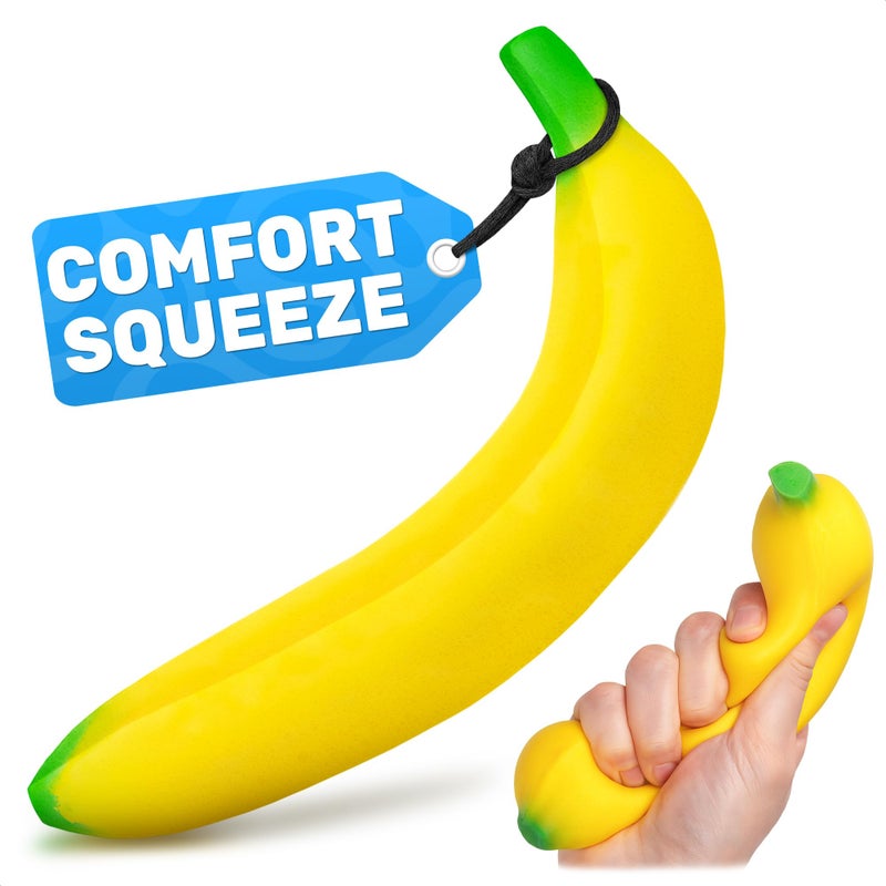 Tesorrio Fake Banana Stress Relief Fidget 67 x 14 in Soft PU Foam Desk Accessory Lightweight Squeeze Fidget for Adults Novelty Office Decor Relaxation Tool - Image 3