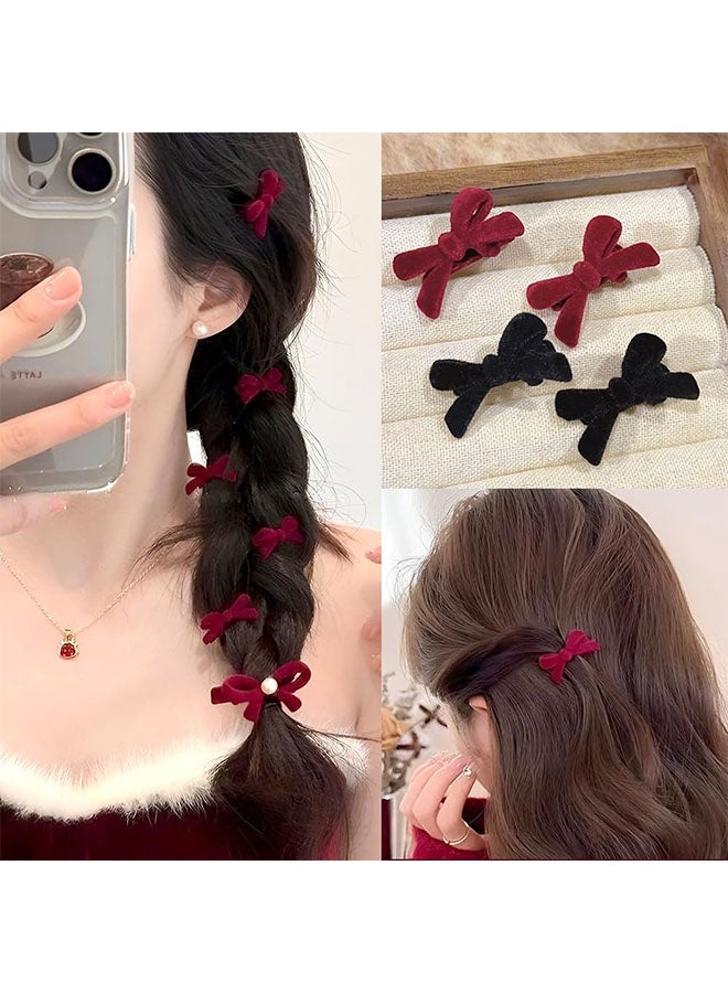 20 قطعة أقواس شعر صغيرة للفتيات ، قوس شعر أحمر أسود ، مخملية القوس مقاطع الشعر القوس الرجعية ، مقاطع القوس للنساء اكسسوارات الشعر اليومية (أحمر ، أسود) - Image 3