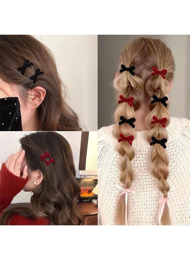 20 قطعة أقواس شعر صغيرة للفتيات ، قوس شعر أحمر أسود ، مخملية القوس مقاطع الشعر القوس الرجعية ، مقاطع القوس للنساء اكسسوارات الشعر اليومية (أحمر ، أسود) - Image 5