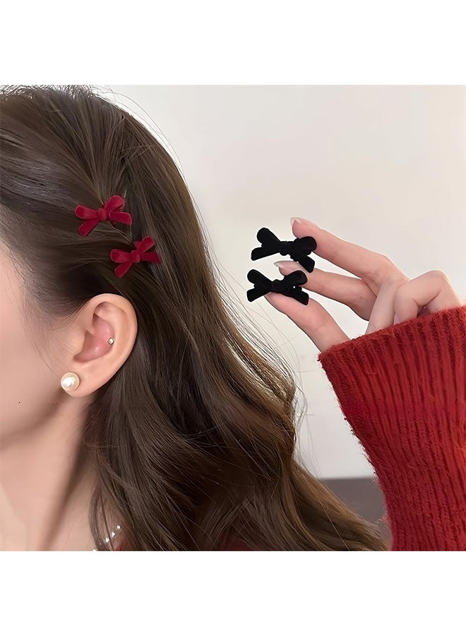 20 قطعة أقواس شعر صغيرة للفتيات ، قوس شعر أحمر أسود ، مخملية القوس مقاطع الشعر القوس الرجعية ، مقاطع القوس للنساء اكسسوارات الشعر اليومية (أحمر ، أسود) - Image 4