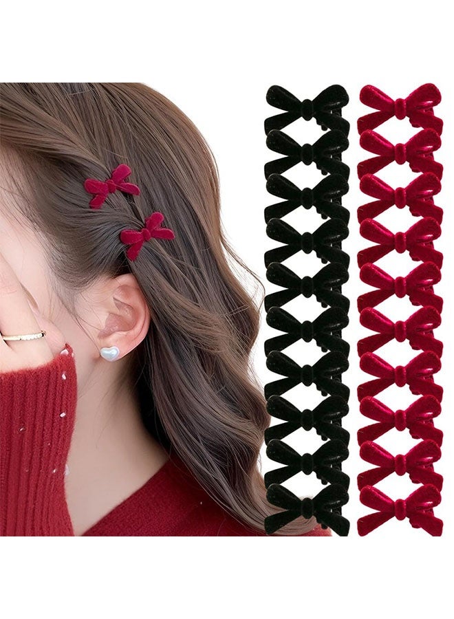 20 قطعة أقواس شعر صغيرة للفتيات ، قوس شعر أحمر أسود ، مخملية القوس مقاطع الشعر القوس الرجعية ، مقاطع القوس للنساء اكسسوارات الشعر اليومية (أحمر ، أسود) - Image 1