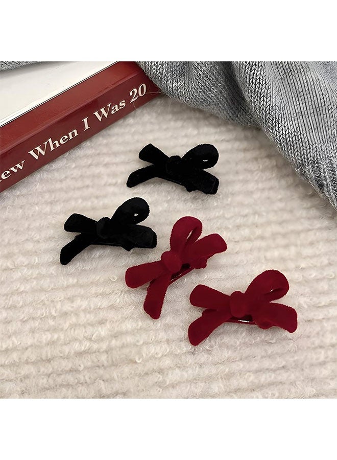 20 قطعة أقواس شعر صغيرة للفتيات ، قوس شعر أحمر أسود ، مخملية القوس مقاطع الشعر القوس الرجعية ، مقاطع القوس للنساء اكسسوارات الشعر اليومية (أحمر ، أسود) - Image 2