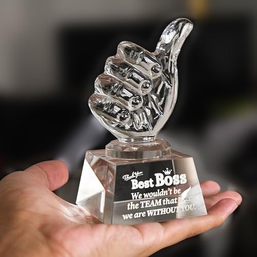QIANCHANG Boss Appreciation Gifts for Women Men, Crystal Thumbs Up Trophy Award, Happy Bosses Day Gift for Manager Supervisor Leader - Image 3