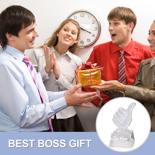 QIANCHANG Boss Appreciation Gifts for Women Men, Crystal Thumbs Up Trophy Award, Happy Bosses Day Gift for Manager Supervisor Leader - Image 2