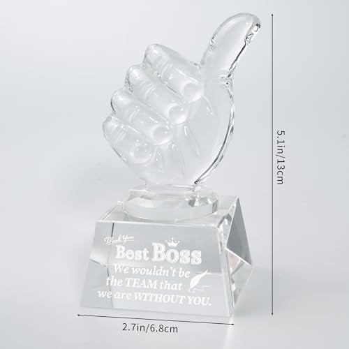 QIANCHANG Boss Appreciation Gifts for Women Men, Crystal Thumbs Up Trophy Award, Happy Bosses Day Gift for Manager Supervisor Leader - Image 5