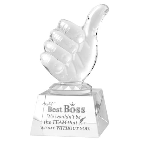QIANCHANG Boss Appreciation Gifts for Women Men, Crystal Thumbs Up Trophy Award, Happy Bosses Day Gift for Manager Supervisor Leader - Image 1
