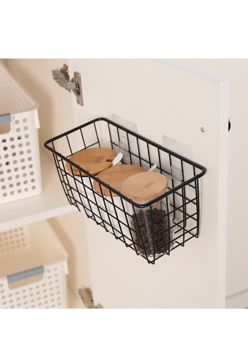 Hanging Kitchen Baskets For Storage Adhesive Sturdy Small Wire Storage Baskets with Kitchen Food Pantry Bathroom Shelf Storage No Drilling Wall Mounted - Image 4