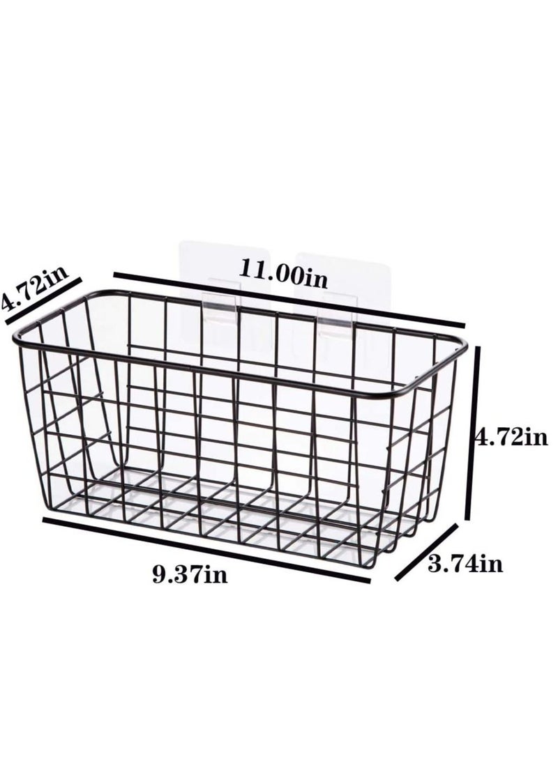 Hanging Kitchen Baskets For Storage Adhesive Sturdy Small Wire Storage Baskets with Kitchen Food Pantry Bathroom Shelf Storage No Drilling Wall Mounted - Image 5