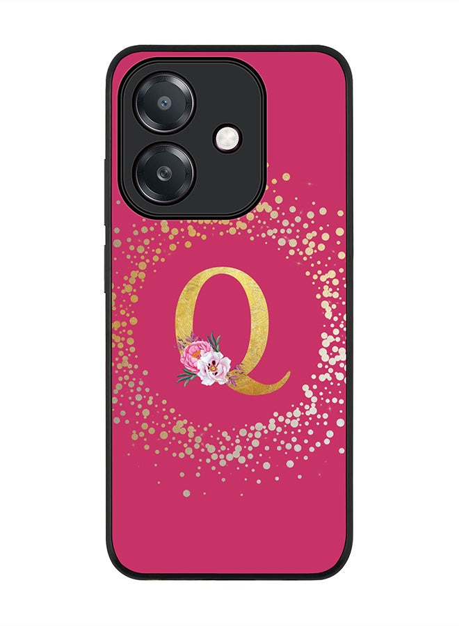 Stylizedd For Oppo A5i Case,Slim fit Camera Protection, Shockproof Thin Phone cover  - Custom Monogram Floral - Q ( Deep Pink )