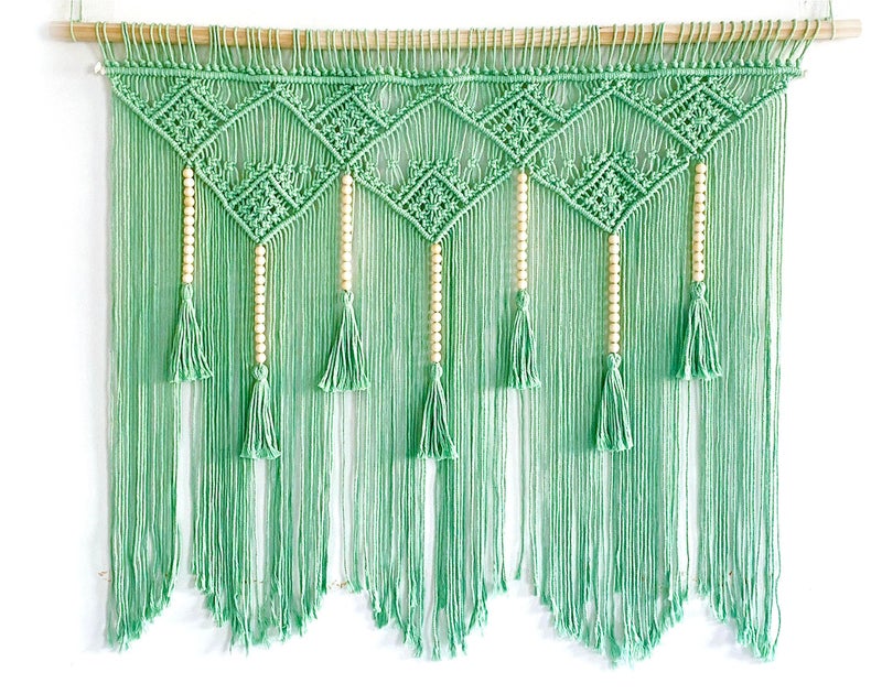 Youngeast Large Macrame Wall Hanging Macrame Headboard for Bedroom Macrame Window Curtains Boho Wall Decor Wall Art tapestry Tassel Woven Wall Backdrop 31”X39” (Wood Dowels Not Included) - Image 1