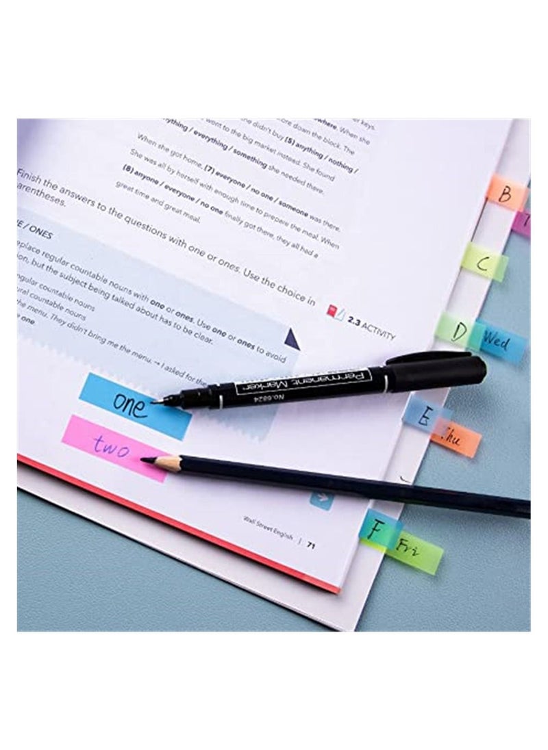 Fluorescent Translucent Sticky Note Markers, Bar Index Labels, Page Marker Bookmark Text Highlighter Strips, Sticker Writable 1200 Total, 10 Color Label Packs