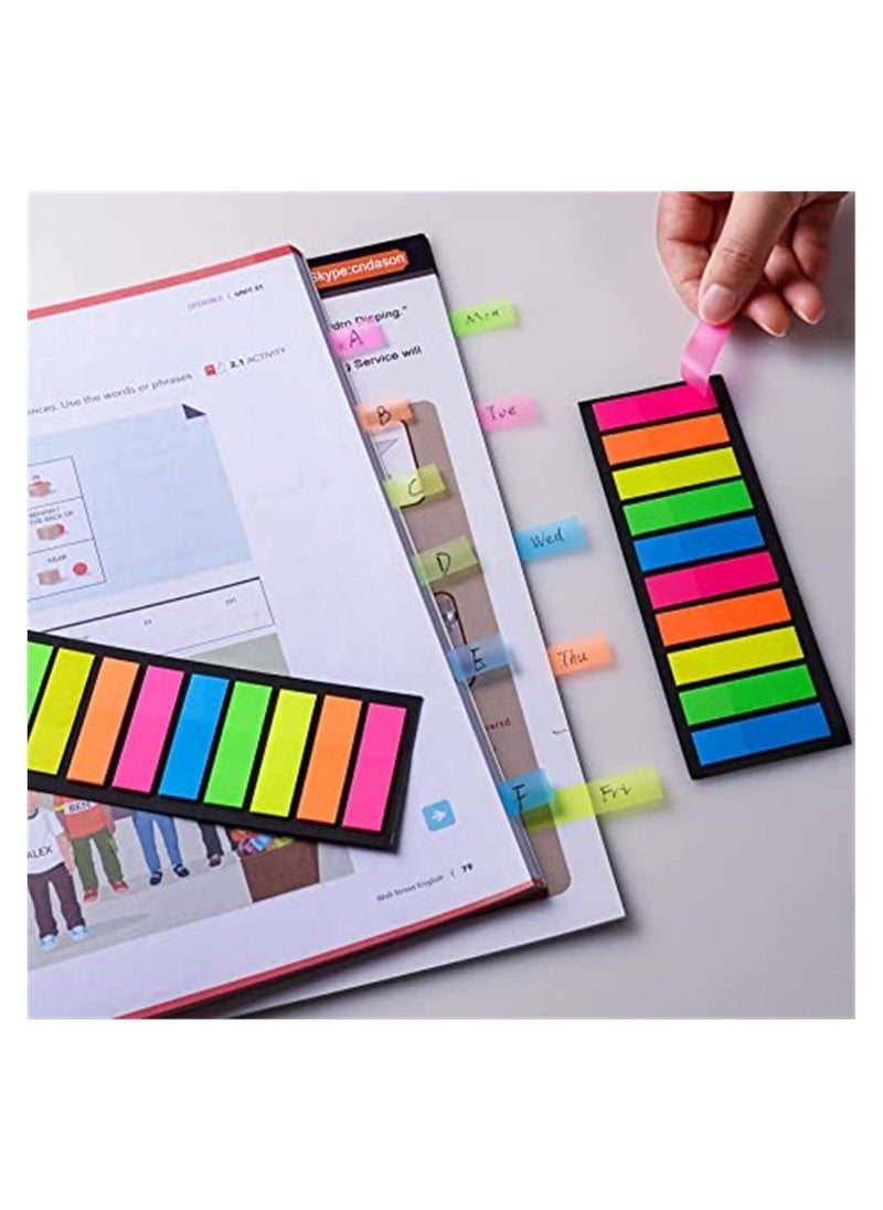 Fluorescent Translucent Sticky Note Markers, Bar Index Labels, Page Marker Bookmark Text Highlighter Strips, Sticker Writable 1200 Total, 10 Color Label Packs
