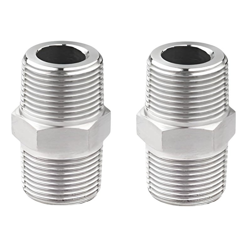 NEW WARE NEW WARE CP Hex Nipple 12 Inch to 12 Inch Male Threaded SS for connecting two Threaded Pipes or fittings Pack of 2 