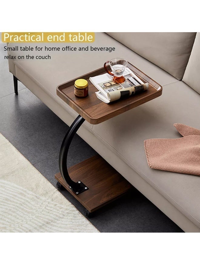 C Shaped End Table for Couch Small Side Table with Metal Frame Slim Skinny End Tables for Small Spaces, Side Table for Sofa Bed Small TV Tray Table for Living Room Bedroom - Image 5