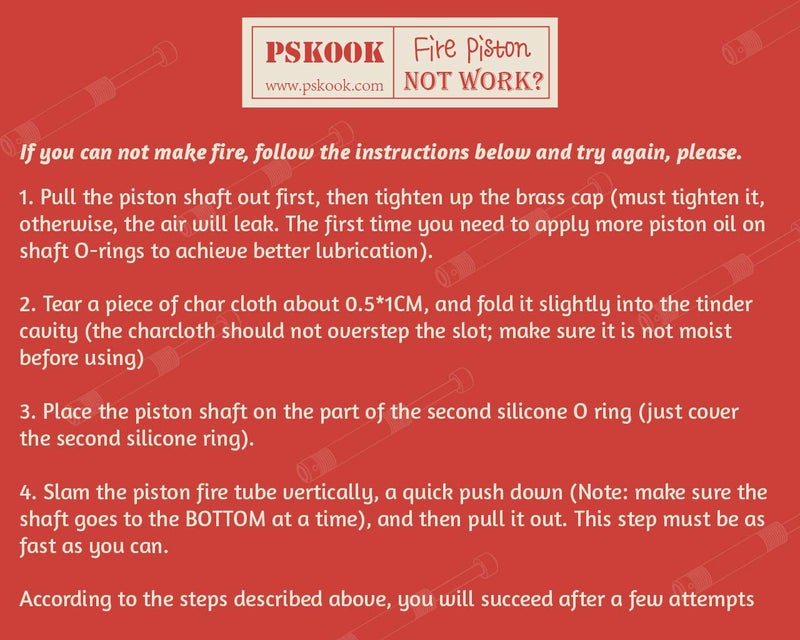 PSKOOK Metal Fire Piston Educational Campers/Survival/Preppers Scientific Lesson - Image 4