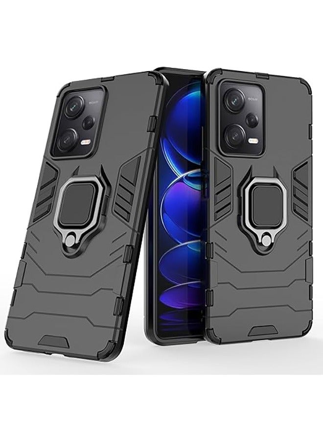 الدخن Redmi Note 12 برو / الدخن بوكو X5 برو 5G الهاتف المحمول القضية ، حماية ضد السقوط ، مختلطة الثقيلة حماية ضد الصدمات حامل القضية ، أسود - Image 1