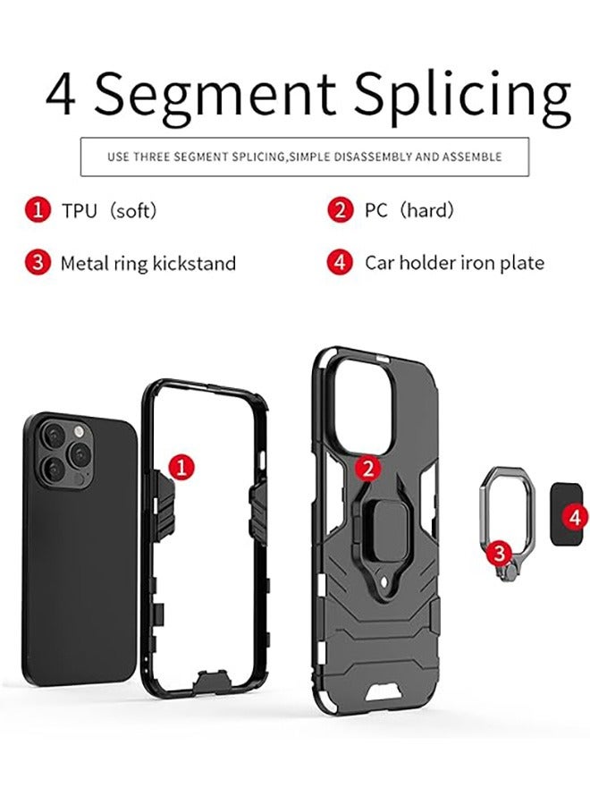 الدخن Redmi Note 12 برو / الدخن بوكو X5 برو 5G الهاتف المحمول القضية ، حماية ضد السقوط ، مختلطة الثقيلة حماية ضد الصدمات حامل القضية ، أسود - Image 3