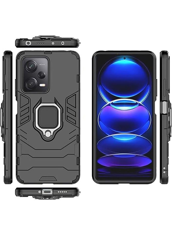 الدخن Redmi Note 12 برو / الدخن بوكو X5 برو 5G الهاتف المحمول القضية ، حماية ضد السقوط ، مختلطة الثقيلة حماية ضد الصدمات حامل القضية ، أسود - Image 2