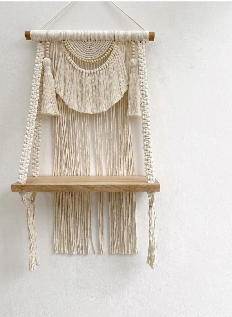 macrame sanu Small Macrame Wall Hanging Decor Boho Chic Bohemian Woven Home Decoration for Apartment Bedroom Living Room Gallery 