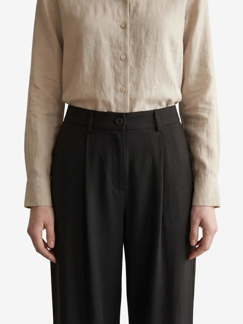 My Fashion Black MY FASHION Comfort Pleated Straight Leg Trousers for Women | Best Price UAE