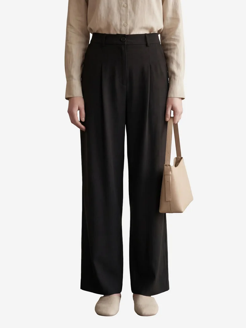 ماي فاشن MY FASHION Comfort Pleated Straight Leg Trousers