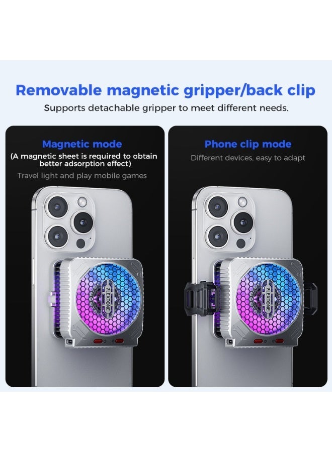 Plextone MX2 Magnetic Semiconductor Cooling Fan with RGB Lighting 6Pro 27W Liquid Cooler for Mobile Phones and Tablets - Image 3
