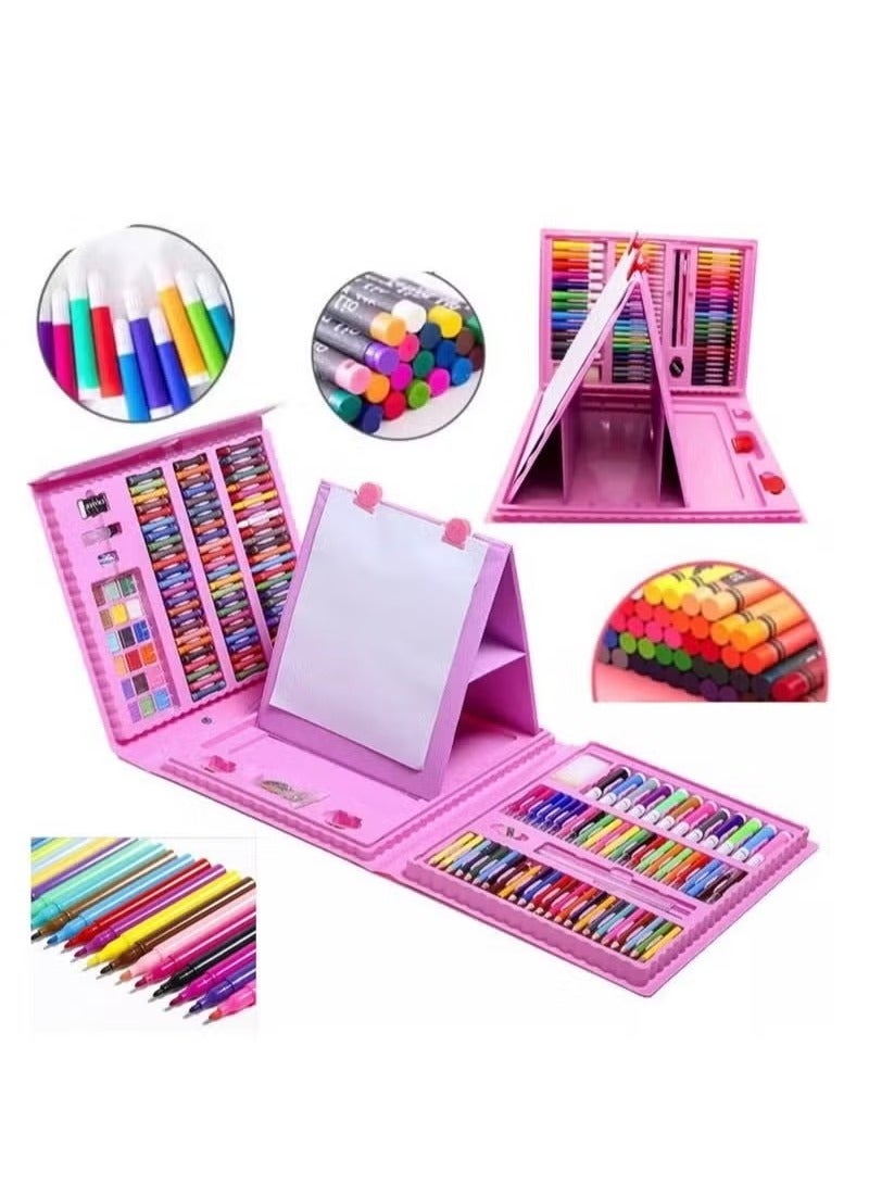 HAVEN Drawing Art Kit 208 PCS for Kids and Adults, Art Supplies Set with Trifold Easel, Oil Pastels, Crayons, Colored Pencils, Watercolor Pens, Coloring Book, Scissors, Gift Art Stationery Set for Girls, Boys, Students (Pink) - Image 1