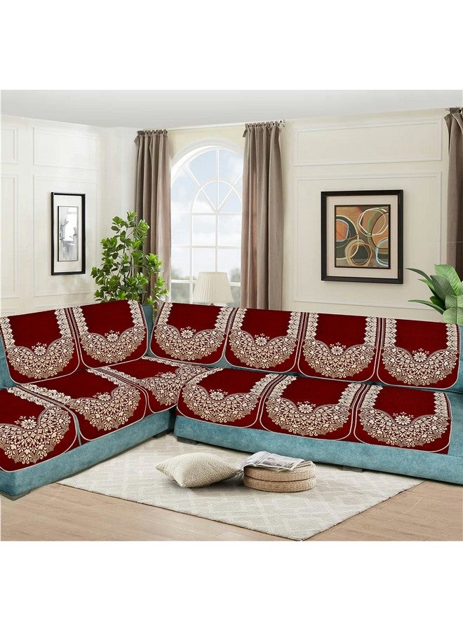 SAWNA HOMES مجموعة أغطية أريكة على شكل L من SAWNA HOMES مكونة من 6 مقاعد مع 5 أغطية وسائد | أغطية أريكة 3+2+1 لغرفة المعيشة، غرفة الرسم والقاعة | واقيات مقاعد الأريكة وأغطية الظهر، 10 قطع (ماروني) - Image 3