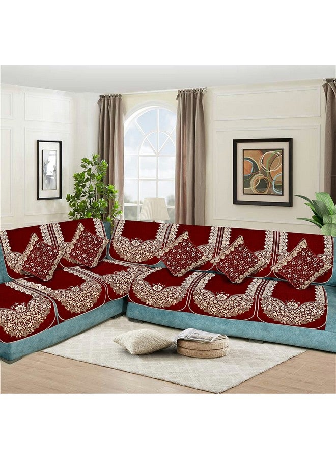 SAWNA HOMES مجموعة أغطية أريكة على شكل L من SAWNA HOMES مكونة من 6 مقاعد مع 5 أغطية وسائد | أغطية أريكة 3+2+1 لغرفة المعيشة، غرفة الرسم والقاعة | واقيات مقاعد الأريكة وأغطية الظهر، 10 قطع (ماروني) - Image 1