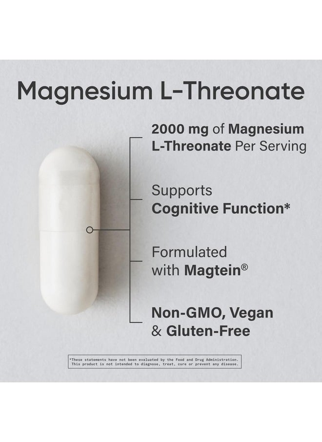 سبورتس ريسيرش كبسولات Magtein Magnesium L-Threonate من Sports Research - مكمل غذائي غني بالمغنيسيوم للذاكرة والتركيز والإدراك - يدعم Magnesium L Threonate صحة الدماغ والنوم والمزاج - 2000 مجم، 180 كبسولة للبالغين  - Image 2