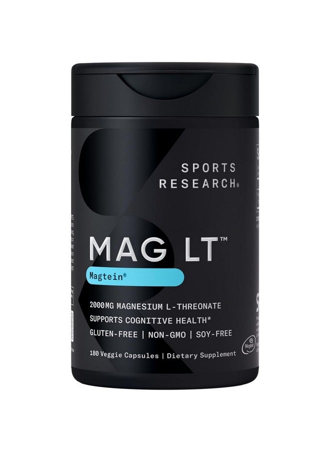 سبورتس ريسيرش كبسولات Magtein Magnesium L-Threonate من Sports Research - مكمل غذائي غني بالمغنيسيوم للذاكرة والتركيز والإدراك - يدعم Magnesium L Threonate صحة الدماغ والنوم والمزاج - 2000 مجم، 180 كبسولة للبالغين  - Image 1