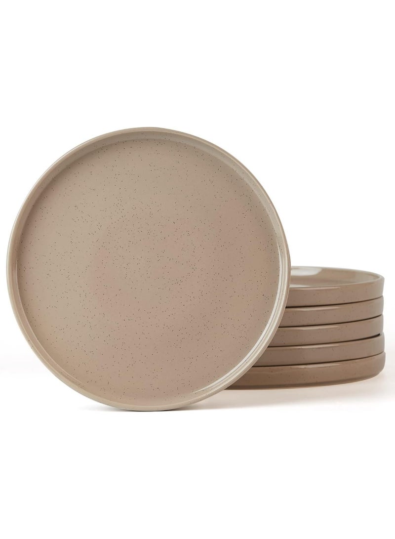 Famiware 6 Piece Stoneware Dinner Plates in 10.25 inches, Scratch Resistant, Modern Rustic Serving Dishes, Cinnamon Brown  - Image 1