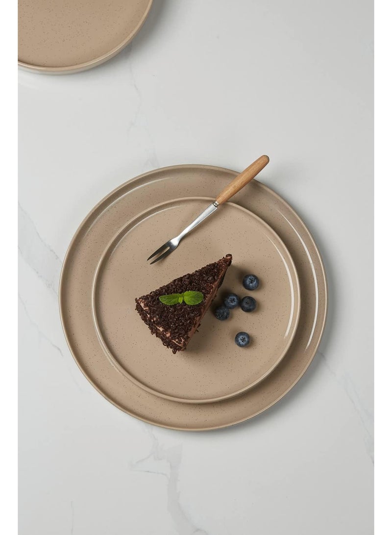 Famiware 6 Piece Stoneware Dinner Plates in 10.25 inches, Scratch Resistant, Modern Rustic Serving Dishes, Cinnamon Brown  - Image 2