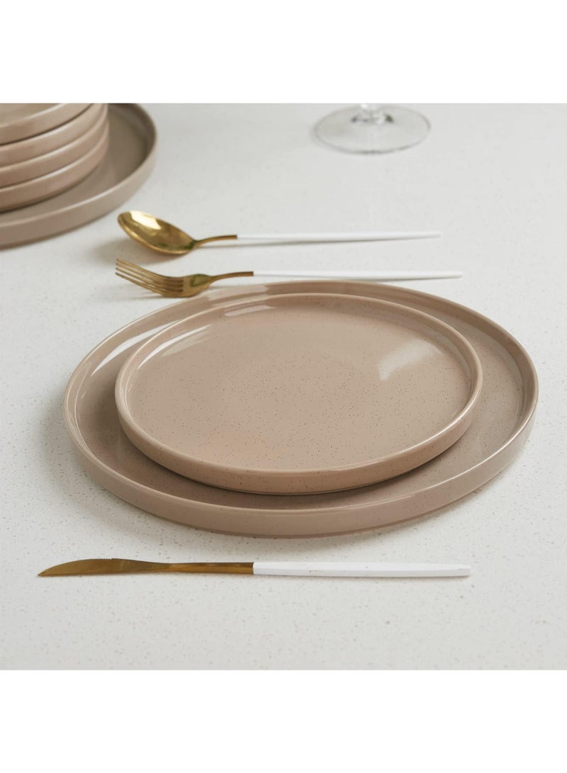 Famiware 6 Piece Stoneware Dinner Plates in 10.25 inches, Scratch Resistant, Modern Rustic Serving Dishes, Cinnamon Brown  - Image 3
