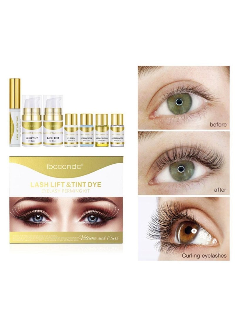ibcccndc Lash Lift and Tint Dye Eyelash Perming Kit Upgraded Lash Lift Kit Professional Semi Permanent Eyelash Kit with Black and Brown Color Lasting 6 Weeks Ideal for Salon and Home Use  - Image 2