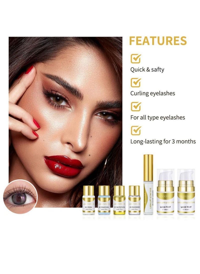 ibcccndc Lash Lift and Tint Dye Eyelash Perming Kit Upgraded Lash Lift Kit Professional Semi Permanent Eyelash Kit with Black and Brown Color Lasting 6 Weeks Ideal for Salon and Home Use  - Image 3