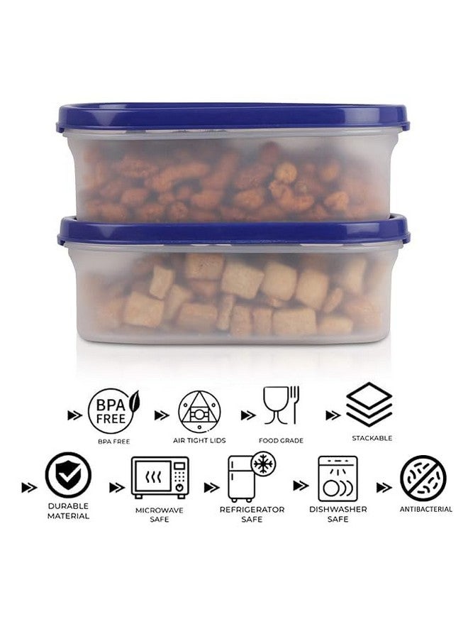 SIMPARTE Anti-Bacterial Modular Plastic Storage Container Set of 6 - 525ml - Navy Blue - BPA-Free, Airtight Lid, Leakproof, Stackable Organizer for Kitchen, Pantry, Spices & Snacks - Image 3