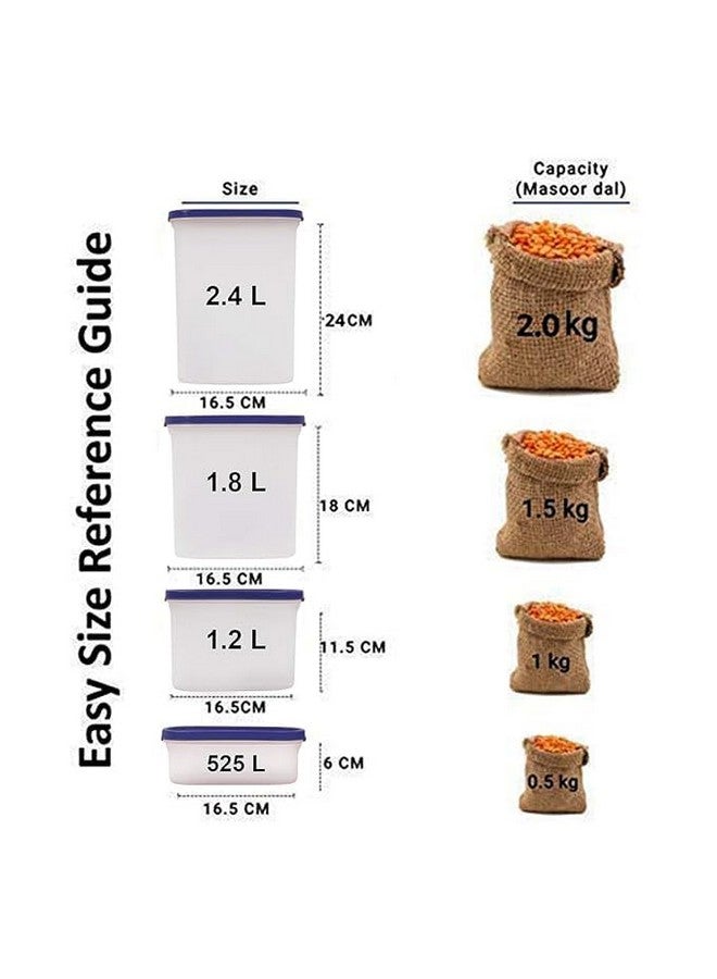 SIMPARTE Anti-Bacterial Modular Plastic Storage Container Set of 6 - 525ml - Navy Blue - BPA-Free, Airtight Lid, Leakproof, Stackable Organizer for Kitchen, Pantry, Spices & Snacks - Image 2